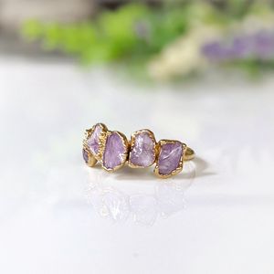 Anillo de cuarzo rosa chapado en oro, joyería minimalista - Product Image 3