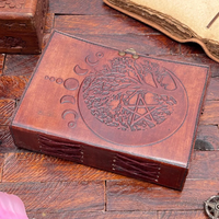 Phase de lune et arbre de vie pentagramme en relief Livre des ombres Grimoire Vintage Leather Journal hardcover Magic Spell Notebook