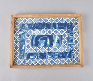 Bandeja de incrustaciones de hueso de forma Rectangular para manualidades, bandeja decorativa para el hogar para mesa de centro, patrón único, prueba de artesanía de hueso - Product Image 2