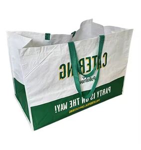 Bolsa tejida de PP con logotipo personalizado Bolsas de compras tejidas laminadas Bolsa tejida de supermercado RPET promocional con impresión completa - Product Image 1