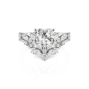 Jeulia <b>Infinity</b> Twist Cluster Heart Moissanite Engagement Ring Set with V Band - Product Image 1