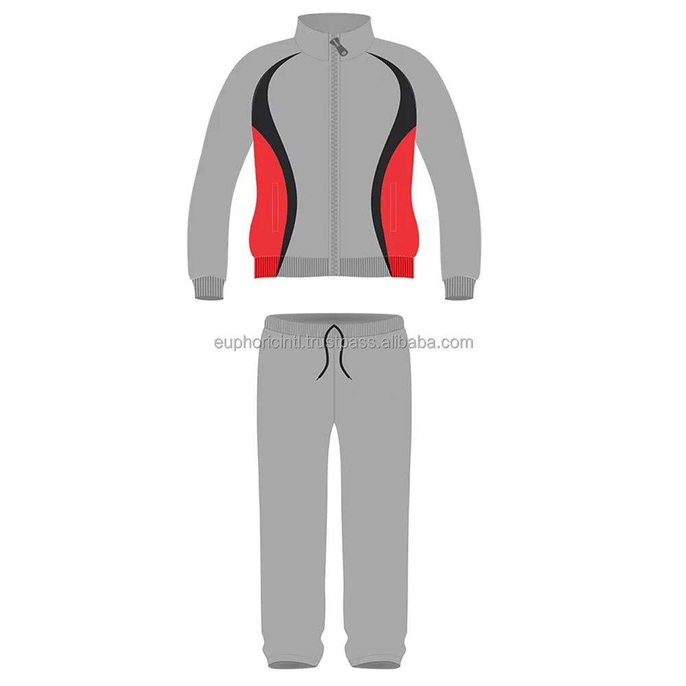 Neueste Design grau und rot mit Tasche zustimmen Custom Sportswear Herren Sport Laufen Casual Sporta nzüge Made By Company