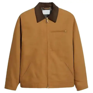 เสื้อแจ็คเก็ตผ้าแคนวาสเคลือบผิวสำหรับผู้ชายสไตล์วินเทจสปอร์ต ปรับแต่งได้ พร้อมโลโก้ด้านหน้า กันลม เป็นมิตรกับสิ่งแวดล้อม เหมาะสำหรับฤดูหนาว บริการ OEM RN - Product Image 4