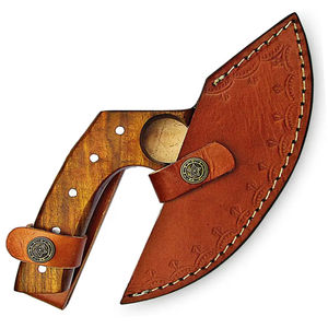 Cuchillo Ulu con Peso Equilibrado para un Uso Fácil, Hoja de Acero Inoxidable Antioxidante, Mango de Madera de Estilo Industrial para Mano Derecha, Apto para Lavavajillas - Product Image 3