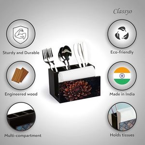 Natural Mango Wood Printed Spoon <b>Holder</b> For Daily Cooking Eco Conscious Wooden Printed Spoon <b>Holder</b> For Sustainable Homes - Product Image 6