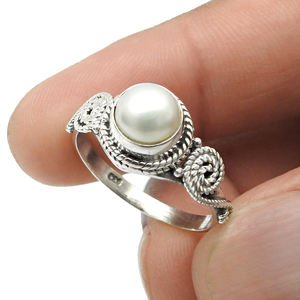Antique 925 Sterling Silver Luxury Fashion Freshwater Pearl Gemstone <b>Ring</b> Women <b>Girls</b> Jewelry Wholesaler Export on Factory Price - Product Image 5