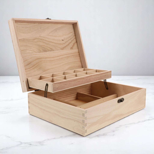 Boîte à bijoux en bois massif de luxe, fabriquée à la main, avec serrure, rangement à 2 niveaux pour bijoux - Product Image 3