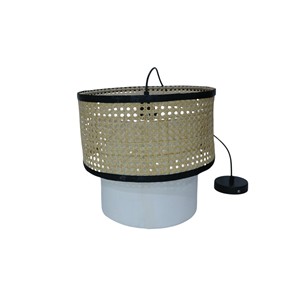 Lámpara Colgante de Metal con Jaula de Hierro, Blanca/Dorada, Altura Ajustable, Luz Blanca Cálida Regulable para Cocina, Estilo Rústico, Moderno e Industrial - Product Image 1