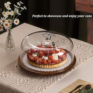 Modern Glass Lid Wooden Cake Stand Stylish Fancy Unique Stylish Ware Modern Wedding Serving Cake Stand for Wholesale Suppliers - Product Image 2