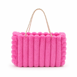 Sac fourre-tout en peluche pour femme, sac à main en fausse fourrure douce et moelleuse avec poignée à chaîne à billes, sac tendance - Product Image 1