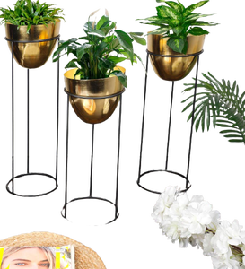 Macetas de Flores de Color Dorado, Diseño de Acabado Colorido, Decoración de Interiores, Macetero de Piso, Diseño de Sala de Estar, Macetas de Metal - Product Image 5