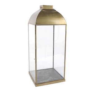 Antique Brass Finish Glass Metal <b>Lantern</b> Vintage Decorative <b>Candle</b> <b>Holder</b> for Indoor Outdoor Home Decor Wedding CenterpieceEvent - Product Image 2