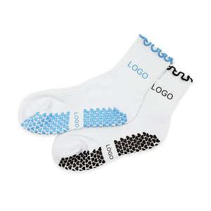 Pilates Cotton Soft Crew <b>Socks</b> with Customised Logo Colormix Grip Yoga <b>Socks</b> Suitable Cute Ruffle Cuff Design for <b>Girls</b> Studios - Product Image 3