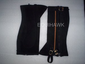 Demi-chaps d'équitation de style occidental de couleur personnalisée longs accessoires d'équipement équestre d'outillage en cuir suédé - Product Image 4