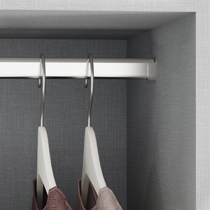 Emuca Set di 2 accessori ovali cromati per armadio 30x15mm acciaio e barre guardaroba Zamak lunghezza 0.75m con staffe - Product Image 2