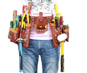 Bolsa de herramientas de cuero genuino hecha a mano 100%, bolsa de almacenamiento de alta calidad para carpinteros y trabajadores de la construcción disponible en marrón - Product Image 3