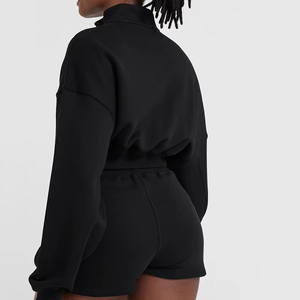 High Quality Customized Color Crop <b>Top</b> Hooded <b>Turtleneck</b> Zipper-Up Short Hoodies <b>For</b> <b>Woman</b> Comfortable And Breathable Winter - Product Image 4