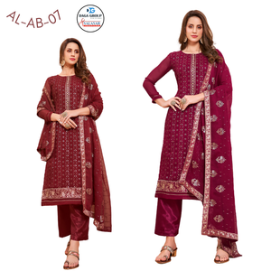 Style ethnique festif Kurta en polyester indien et pakistanais semi-cousu magnifiquement pour toutes les occasions de fête - Product Image 3