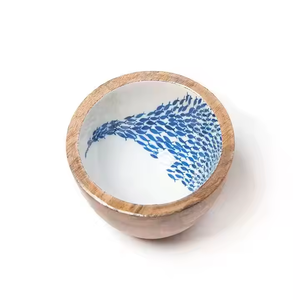 2025 tendance dauphins Offre Spéciale imprimé décalcomanie en bois rond acacia bols en bois ustensiles de cuisine vaisselle utiliser des bols à des prix bon marché - Product Image 5