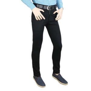 Men's Casual Cotton <b>Pant</b> - <b>Black</b> - Product Image 1