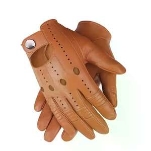 Gants de conduite en cuir de chèvre confortables et ajustés, vente chaude, logo personnalisé, nouveau design d'hiver avec cuir véritable - Product Image 1