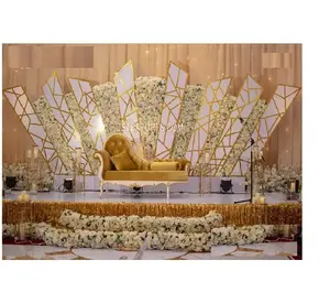 Grosir dudukan akrilik dekoratif untuk panggung pernikahan elegan pernikahan panel akrilik modis Dekorasi Bingkai panggung resepsi akrilik
