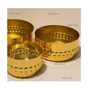 Juego de 3 cuencos de comida de diferentes tamaños, forma redonda martillada de metal, aperitivos, dátiles, cuenco para servir al precio más barato - Product Image 1