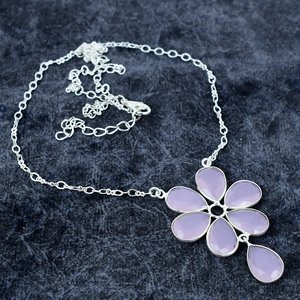 สร้อยคอชุบเงิน925สำหรับผู้หญิงประดับพลอยสีชมพูรูปลูกแพร์สร้อยคอโบฮีเมียนของขวัญสำหรับงานแต่งงานที่ทันสมัย - Product Image 4