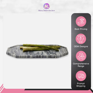 Exportateur d'origine indienne de plateau en marbre gris de haute qualité-Plateau de service élégant et fonctionnel pour les fruits, le fromage, la maison et les hôtels - Product Image 3
