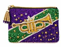 Dompet Koin Manik-Manik Mardi Gras Grosir Buatan Tangan Dompet Resleting Festival
