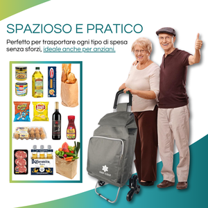 Carrello per la spesa a 6 ruote con capacità termica 41x37x97cm per scale impermeabili per il trasporto di generi alimentari - Product Image 3