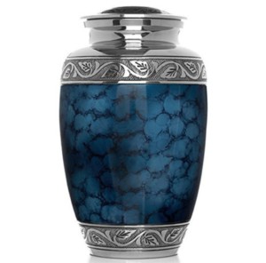Urnes funéraires en aluminium de haute qualité avec couleur bleue et finition argentée pour les cendres humaines Urnes fabriquées en Inde - Product Image 1