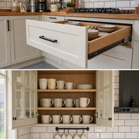 Armoires de cuisine Shaker modernes style ferme, blanc crème personnalisé, en bois massif, écologiques, garantie 5 ans, modulaires