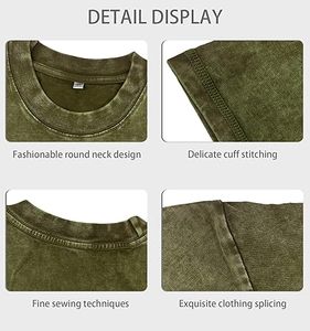 2025 nouveauté 100% coton goutte épaule O cou blanc lavé Vintage soleil délavé T-shirt à manches courtes en plein air pour hommes respirant - Product Image 6