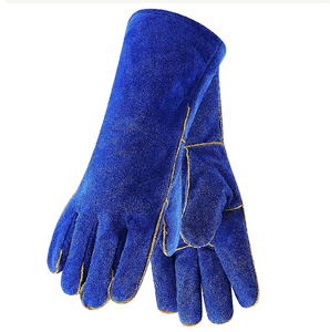 Guantes de soldadura de cuero dividido de vaca Guantes de seguridad de cuero genuino de piel de vaca largos Protección DE TRABAJO Soldadura industrial - Product Image 6