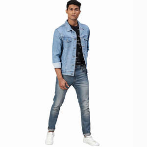 สินค้าใหม่ที่กําหนดเองผู้ชายยีนส์องแจ็คเก็ตสไตล์เหมาะสมองผ้าฝ้ายองลําลองบางผู้ชายแจ็คเก็ต - Product Image 6