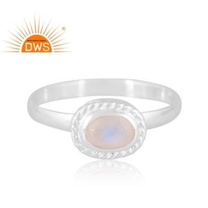 แหวน925พลอยสีเงินสเตอร์ลิงประดับพระจันทร์สีรุ้งธรรมชาติผลิตตามแบบ - Product Image 2