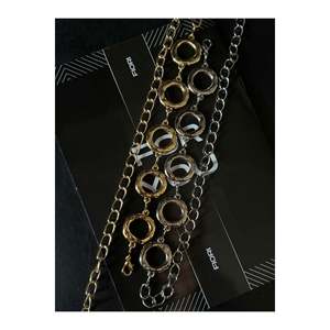 2-Piece Round <b>Gold</b> and Silver Detailed Women's <b>Chain</b> Waist <b>Belt</b>, Jacket <b>Belt</b>, Dress <b>Belt</b>, Shirt <b>Belt</b> - <b>Gold</b> 2 - Product Image 3