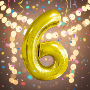 Globo de Helio de Aluminio Dorado Número 6 de 45 cm para Decoración de Fiestas - Product Image 3
