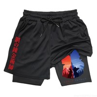 Shorts de compression mi-taille décontractés pour hommes, en toile non tissée, à séchage rapide, respirants, sportifs, 100 % polyester, pour l'été et le fitness, motif anime