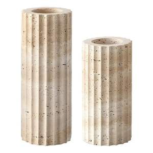 Jarrón de flores minimalista de mármol travertino, perfecto para decoración moderna en hogares, hoteles y oficinas. - Product Image 2