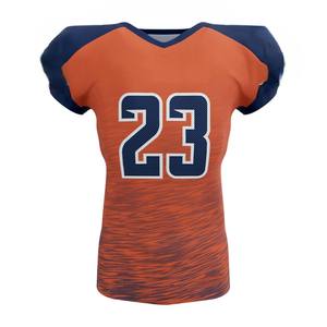 Ensemble d'uniformes de football américain personnalisé, maillot et pantalon orange marine, équipement de protection, vêtements de sport d'équipe, numéro personnalisé, tenue de match - Product Image 2