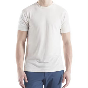 เสื้อยืดผ้าฝ้ายไม้ไผ่สำหรับผู้ชายเสื้อยืดถักแบบธรรมดาพร้อมโลโก้ตามสั่ง - Product Image 5