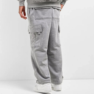 กางเกงคาร์โก้ขนแกะเฮฟวี่เวทของผู้ชายกางเกงทรงหลวมแนวสปอร์ตแฟชั่นแบบลำลองมีหลายกระเป๋าสำหรับนักวิ่ง - Product Image 2