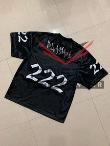 Camiseta de fútbol americano estilo streetwear, diseño personalizado, malla transpirable, corte holgado, impresión por transferencia térmica, tallas grandes. - Product Image 4