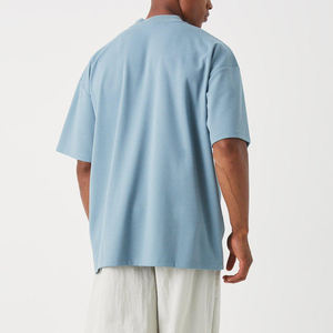 Camiseta de cuello acanalado de algodón de Color sólido para hombre, jersey con logotipo personalizado, diseño de hombros caídos, transpirable, informal, de talla grande, para Polo - Product Image 4