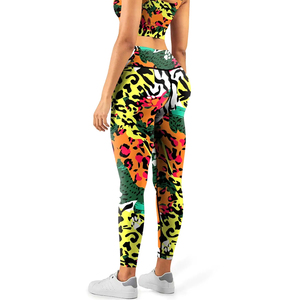 Conjunto de ropa deportiva con estampado floral tropical para mujer, Top de entrenamiento elástico y conjuntos de yoga con mallas - Product Image 3