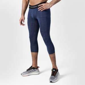 GA Compression 3/4 Pants (Navy) Slim Fit Seamless Print on Polyester & Spandex with Logo at Waist for Workout Training Gym - Product Image 3