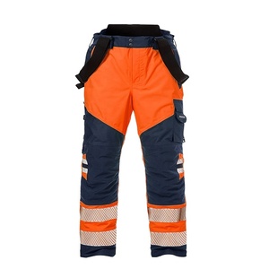 Pantalones de trabajo de alta visibilidad, ropa de seguridad, pantalones cargo de algodón unisex, naranja y azul. - Product Image 1