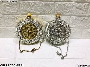 Luxueux éléphant en laiton Accents pochette de soirée Artisan exquis fabriqué avec des pierres de cristal et un sac en bois en métal orné de perles - Product Image 2